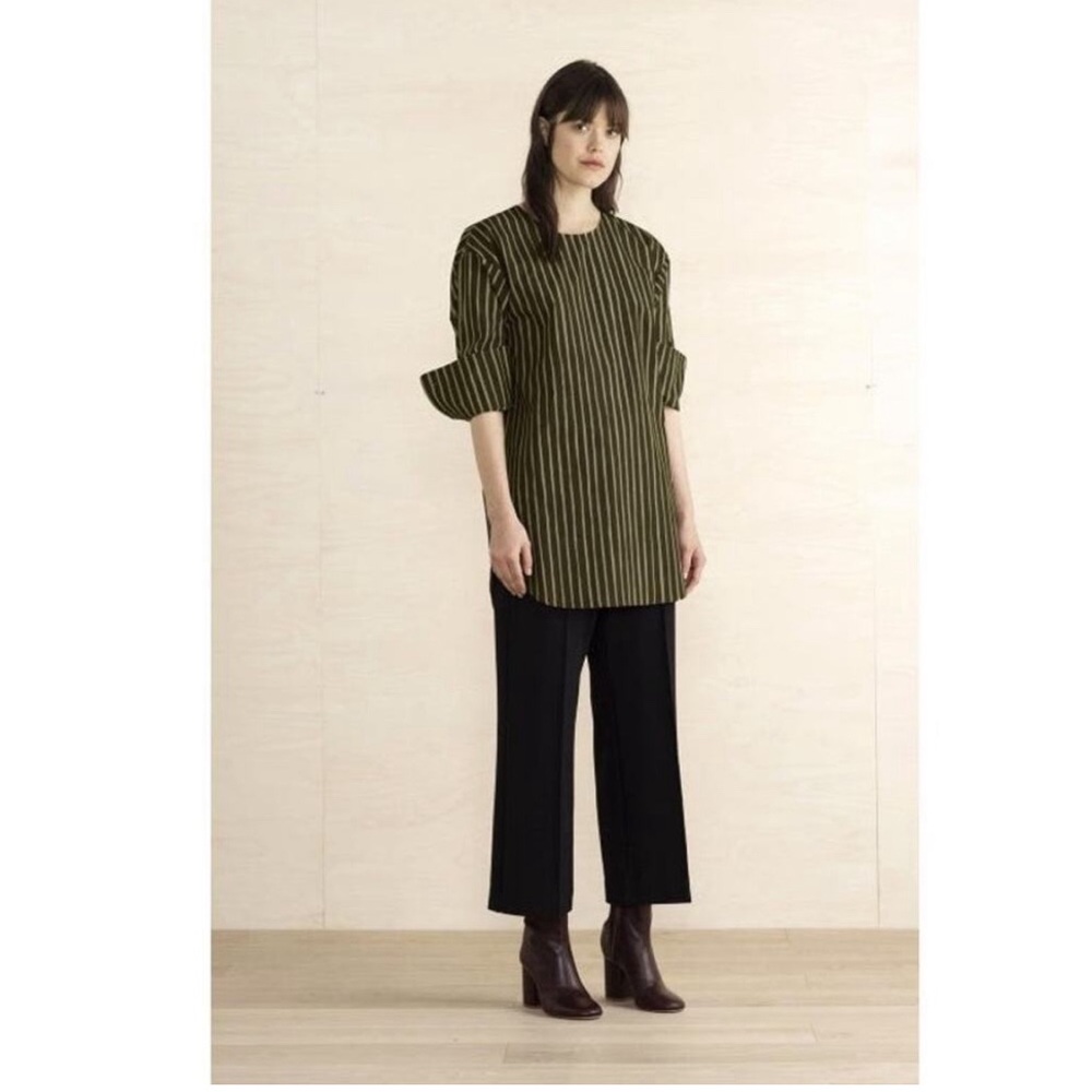 MARIMEKKO Caramia Green Piccolo Print Long Sleeve Cotton Tunic Blouse NWOT Sz 10